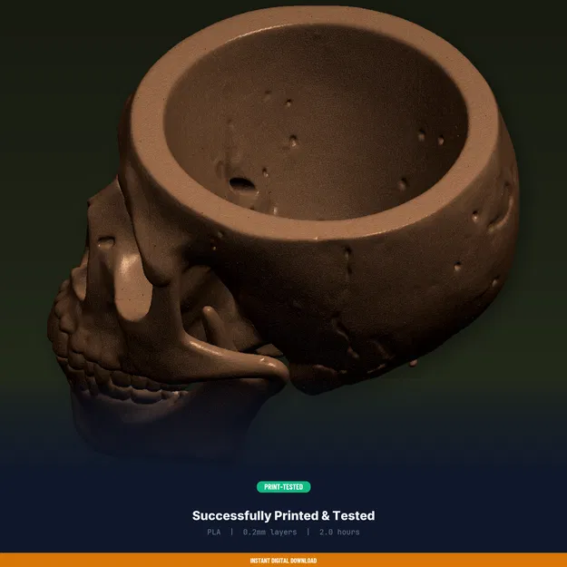 Chậu Sen Đá Đầu Lâu Gothic Cỡ Lớn - File STL In 3D - Image 8