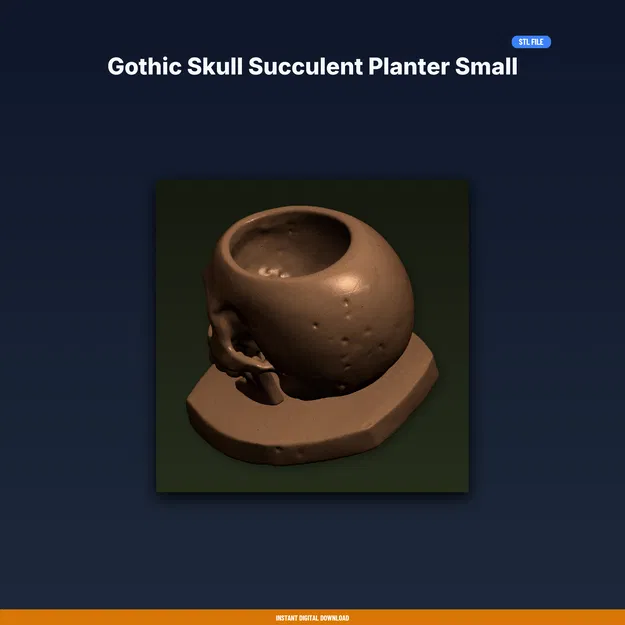 Chậu Sen Đá Đầu Lâu Gothic Size Nhỏ – File STL 3D Printable - Image 1