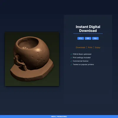 Chậu Sen Đá Đầu Lâu Gothic Size Nhỏ – File STL 3D Printable