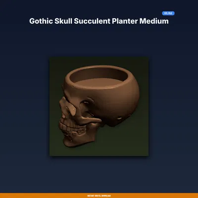 Chậu Sen Đá Đầu Lâu Gothic cỡ Medium - File STL in 3D