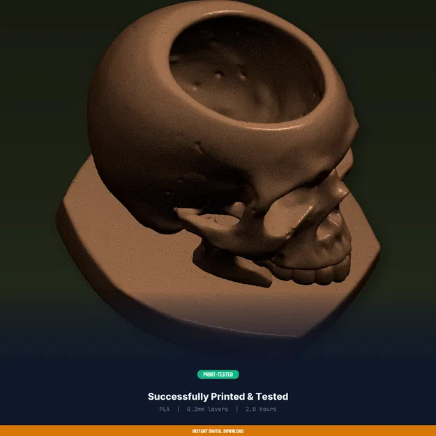 Chậu Sen Đá Đầu Lâu Gothic Size Nhỏ – File STL 3D Printable - Image 8