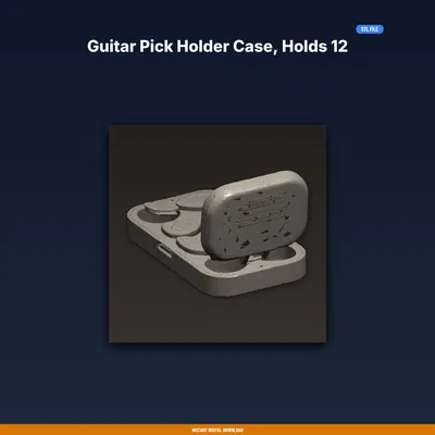 Hộp đựng pick đàn guitar (12 pick), bỏ túi, nắp bấm – STL in 3D