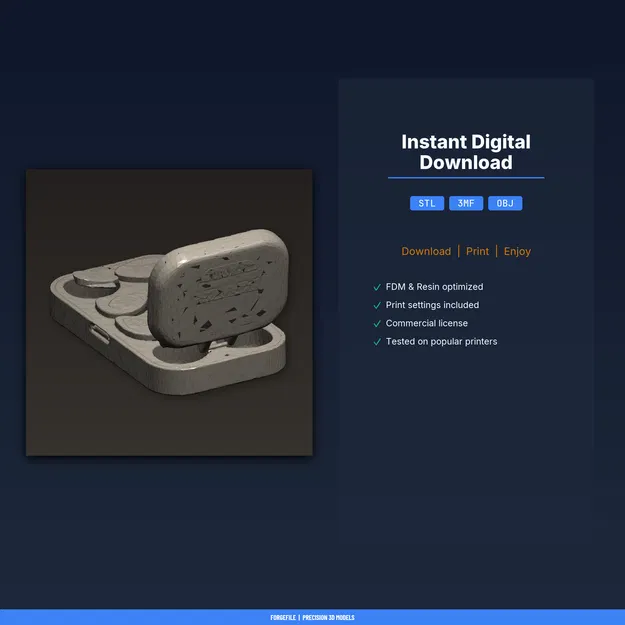 Hộp đựng pick đàn guitar (12 pick), bỏ túi, nắp bấm – STL in 3D - Image 2