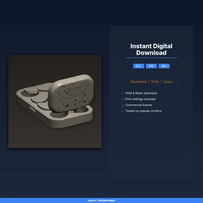 Hộp đựng pick đàn guitar (12 pick), bỏ túi, nắp bấm – STL in 3D