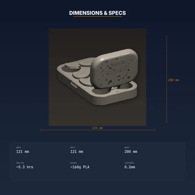 Hộp đựng pick đàn guitar (12 pick), bỏ túi, nắp bấm – STL in 3D - Image 4