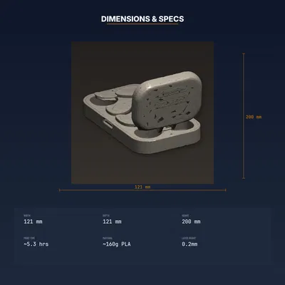 Hộp đựng pick đàn guitar (12 pick), bỏ túi, nắp bấm – STL in 3D