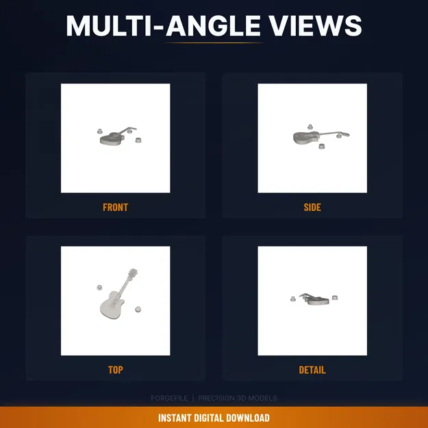 Móc Treo Guitar Gắn Tường, Yoke Đệm, Trưng Bày An Toàn - File STL In 3D - Image 3