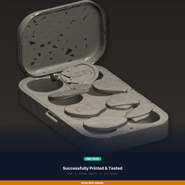 Hộp đựng pick đàn guitar (12 pick), bỏ túi, nắp bấm – STL in 3D - Image 8