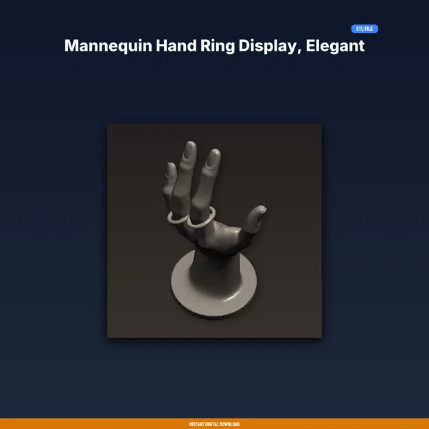 Bàn Tay Mannequin Trưng Nhẫn Dáng Thanh Lịch, Đeo Nhẫn Trên Ngón - STL 3D - Image 1