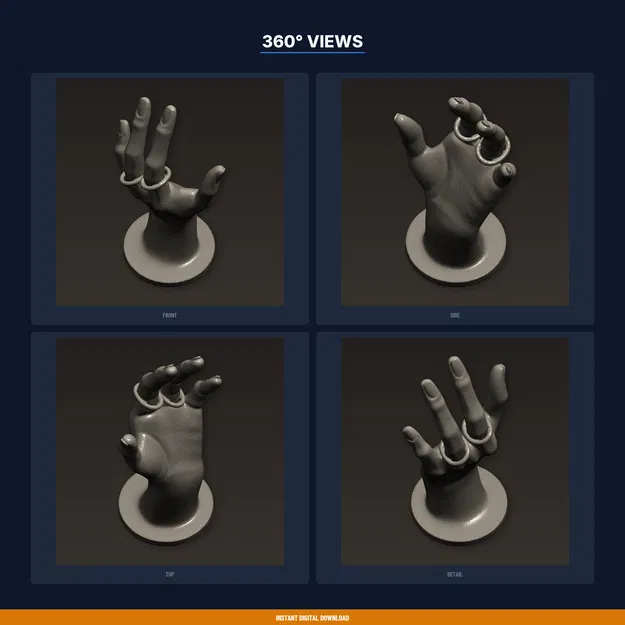 Bàn Tay Mannequin Trưng Nhẫn Dáng Thanh Lịch, Đeo Nhẫn Trên Ngón - STL 3D - Image 3