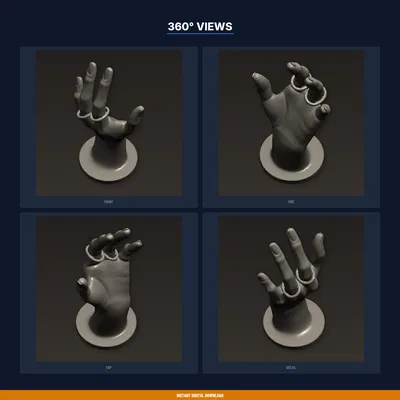 Bàn Tay Mannequin Trưng Nhẫn Dáng Thanh Lịch, Đeo Nhẫn Trên Ngón - STL 3D