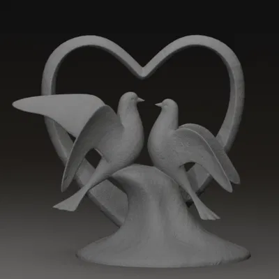 Mô Hình Trang Trí Bánh Cưới Chim Bồ Câu và Trái Tim Lãng Mạn