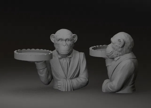 Chú Khỉ Butler Bust - Khay Đựng Đồ Trang Trí 3D Độc Lạ - Image 1