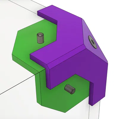 Pas nối góc 3D cho hộp mica dày 5mm, lắp ốc M4