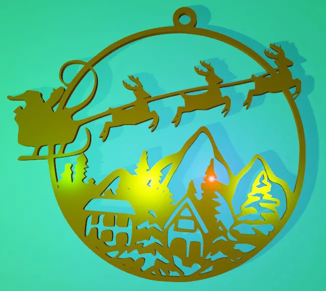 Chuông trang trí Giáng Sinh - Ông già Noel và xe tuần lộc - Image 2