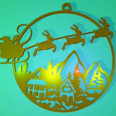 Chuông trang trí Giáng Sinh - Ông già Noel và xe tuần lộc