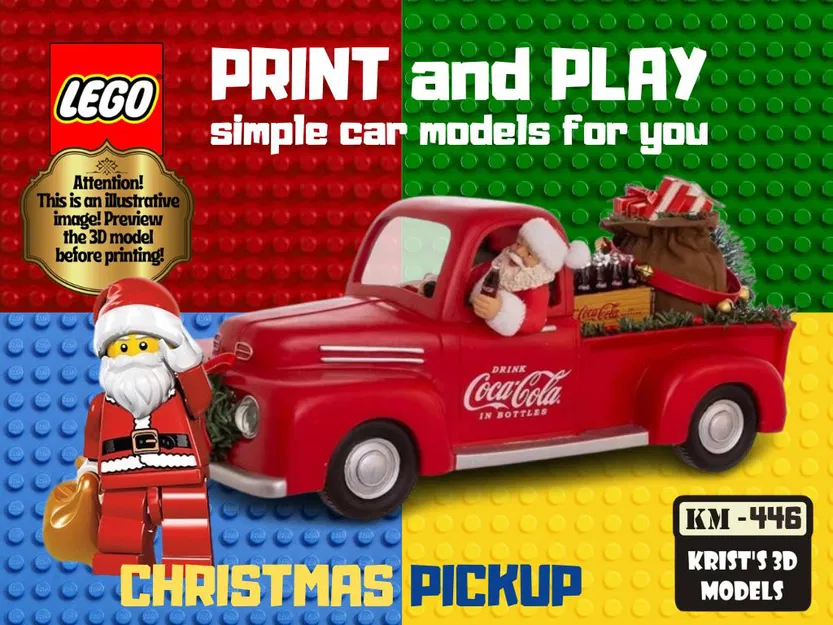 Xe Bán Tải Giáng Sinh LEGO - Mô Hình In 3D Độc Đáo - Image 1