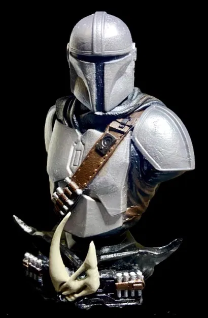 Tượng bán thân Mandalorian – Star Wars 3D Models – Support Free, No Infill Remix - Image 1
