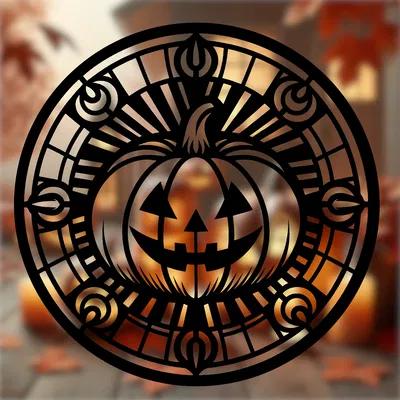 Mandala Bí Ngô Halloween Rùng Rợn – Wall Art 2D hình học (Stained Glass) V2