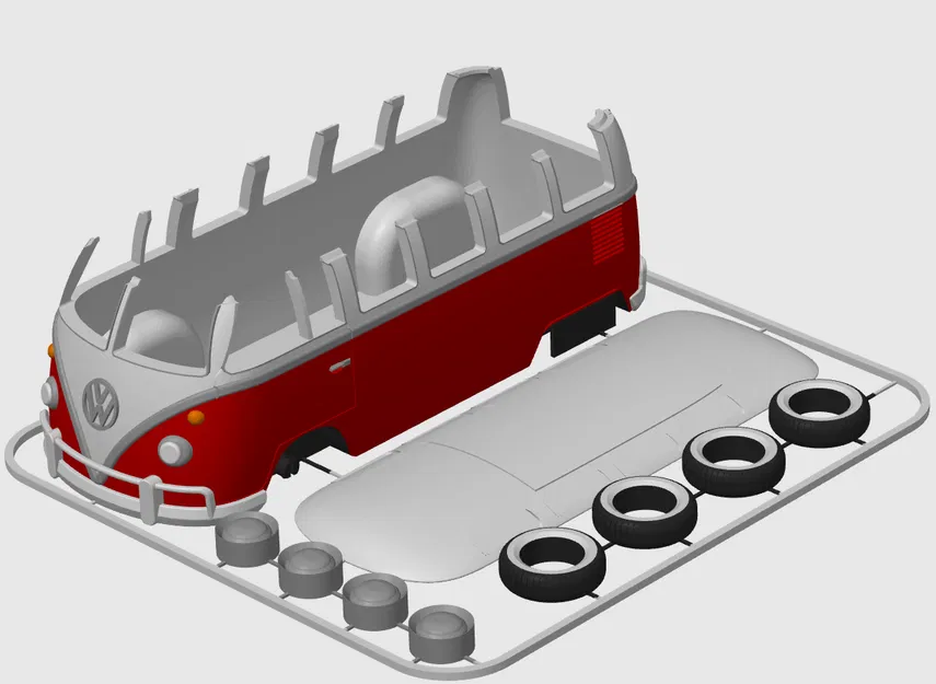 VW T1 Bus Samba “Bulli” Kit Card – Mô hình lắp ráp - Image 5