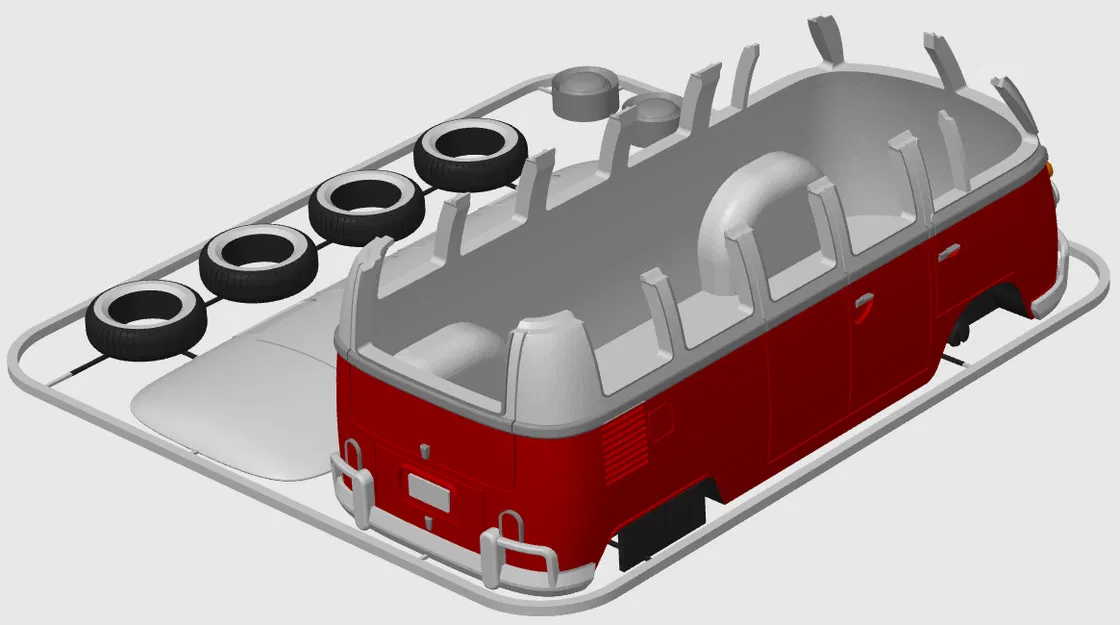 VW T1 Bus Samba “Bulli” Kit Card – Mô hình lắp ráp - Image 6