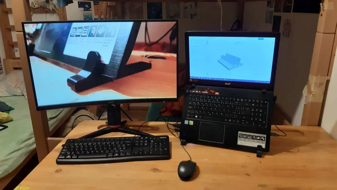 Giá đỡ Laptop (Laptop Stand) in 3D – Setup 2 màn hình - Image 7