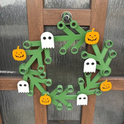 Vòng Nguyệt Quế Halloween Lego Ma Bí Ngô Độc Đáo
