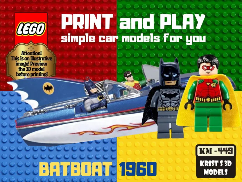 Mô Hình LEGO Batboat 1960 Tự In 3D - Image 1