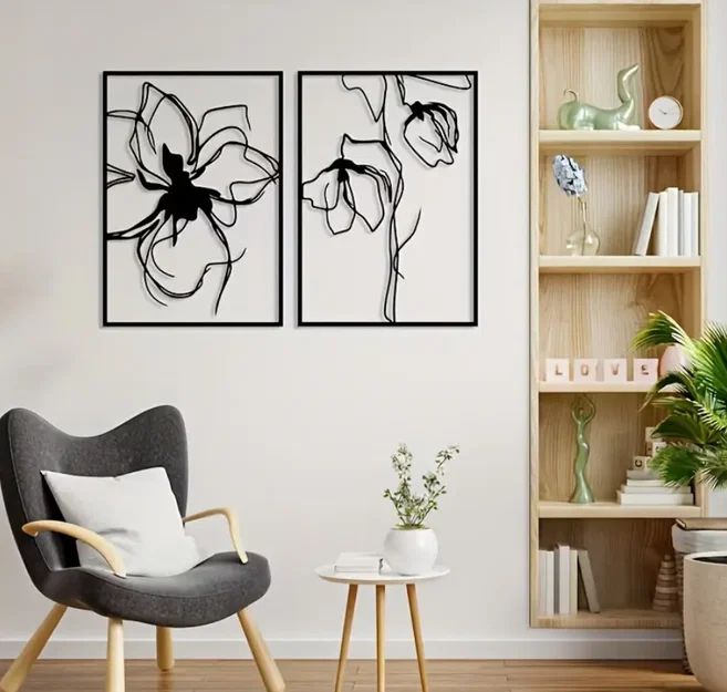 Bộ Tranh Hoa 2 Tấm Trang Trí Tường Đẹp Hiện Đại - Image 1