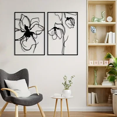 Bộ Tranh Hoa 2 Tấm Trang Trí Tường Đẹp Hiện Đại