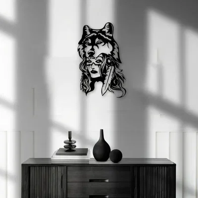 Tranh Treo Tường Đầu Sói "Tinh Thần Da Đỏ" - Biểu Tượng Độc Đáo