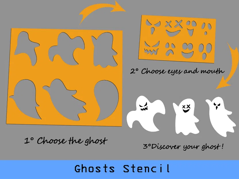 Stencil Ma Halloween (Halloween Ghosts Stencil) - Image 1