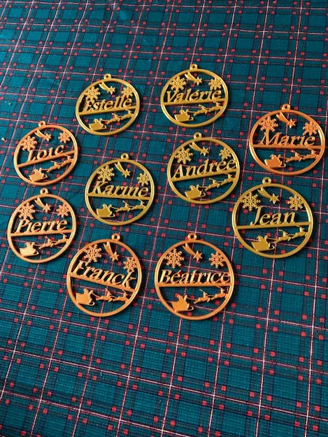 Boule de Noël / Christmas ball – Quả châu Noel phẳng tùy biến tên - Image 2