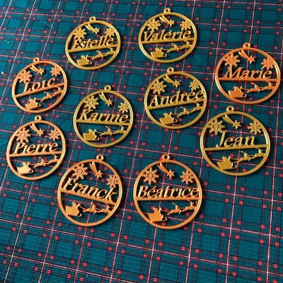 Boule de Noël / Christmas ball – Quả châu Noel phẳng tùy biến tên