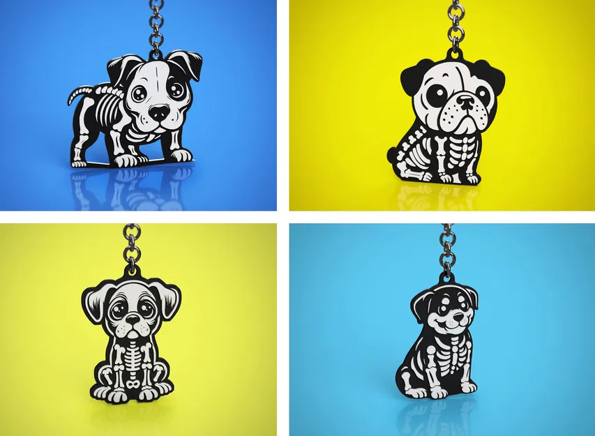 Bộ Chó Set 2 - Móc Khóa Halloween Skeleton - Image 1