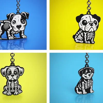 Bộ Chó Set 2 - Móc Khóa Halloween Skeleton