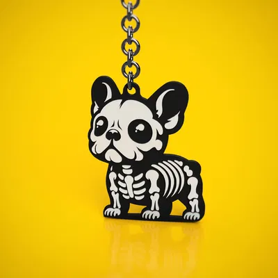 Móc khóa Halloween French Bulldog dạng bộ xương (Skeleton) – 55mm