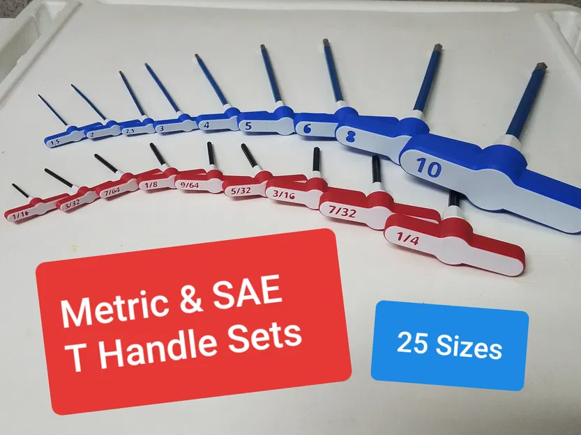 Tay cầm chữ T (SAE & Metric) cho Allen Hex Key (25 kích cỡ) - Image 1