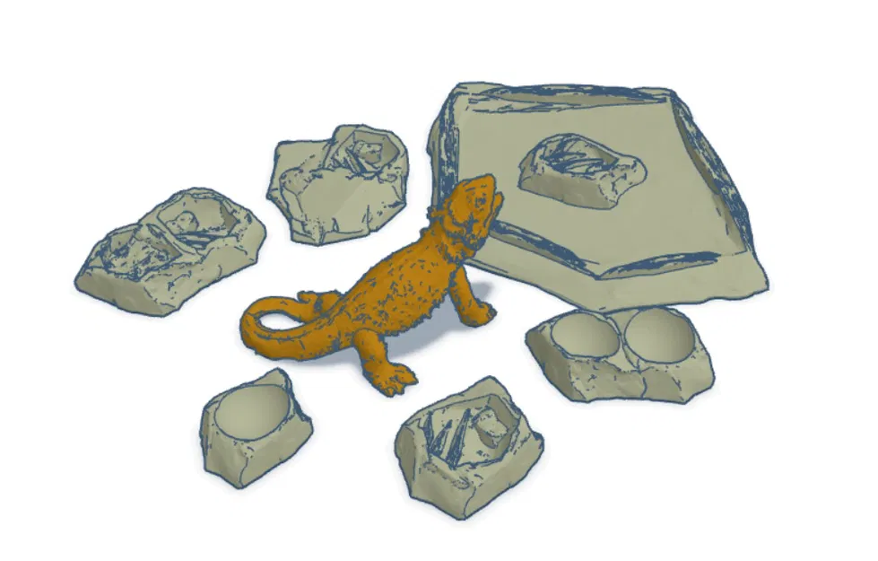 Chén nước & thức ăn hình đá cho bò sát (reptile) - Image 1