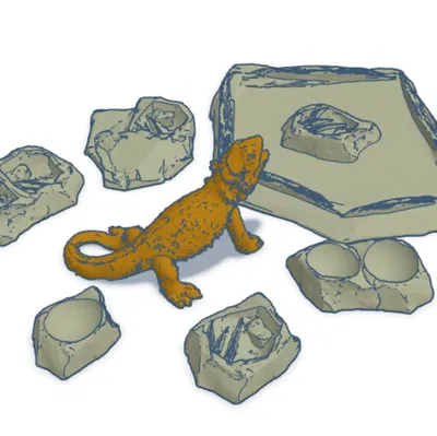 Chén nước & thức ăn hình đá cho bò sát (reptile)