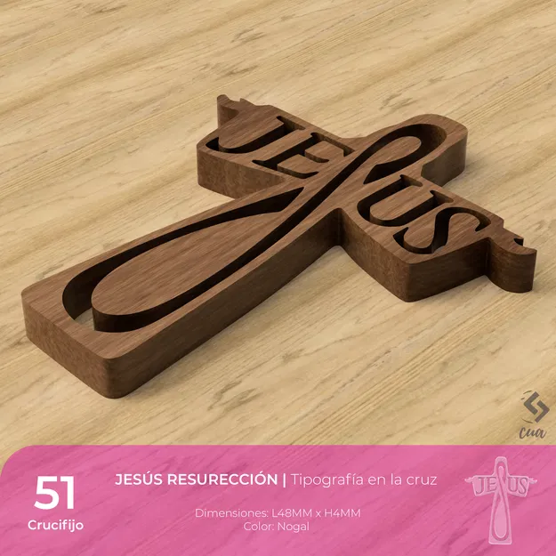 Cruz 51 – Thánh giá JESÚS RESURRECIÓN (Typography) - Image 1