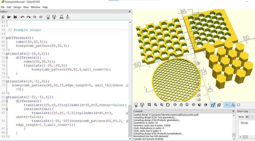 Module OpenSCAD tạo pattern honeycomb tham số tối ưu cho in 3D - Image 1