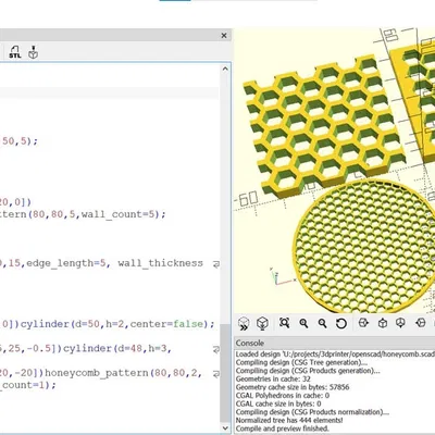 Module OpenSCAD tạo pattern honeycomb tham số tối ưu cho in 3D
