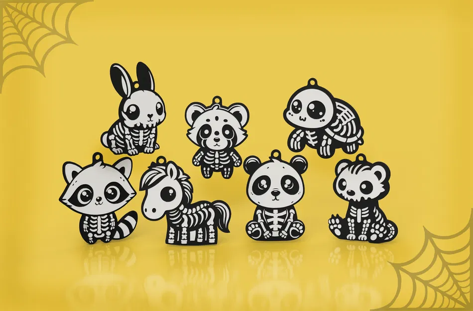 Móc khóa Halloween thú cưng skeleton dễ thương – 7 mẫu - Image 1