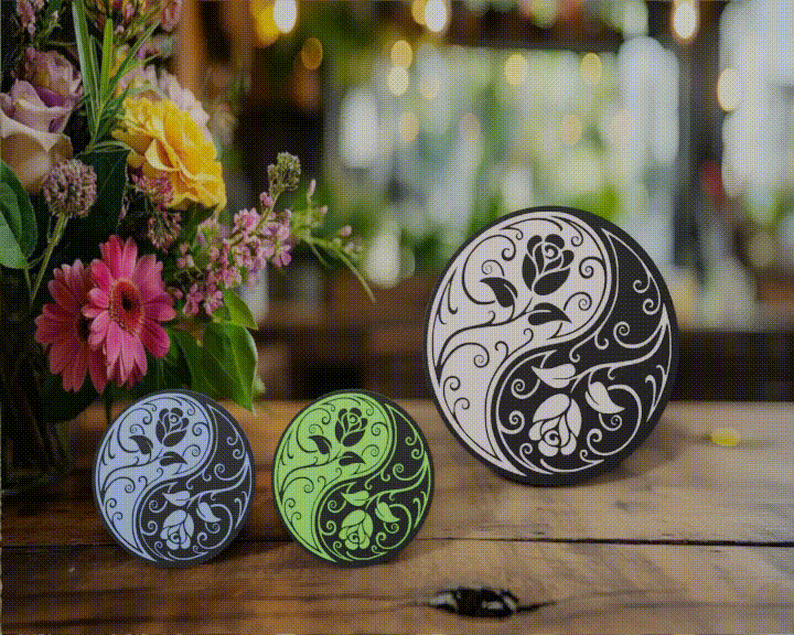 Móc Khóa Hoa Hồng Âm Dương - Trang Trí Nhà Cửa Độc Đáo