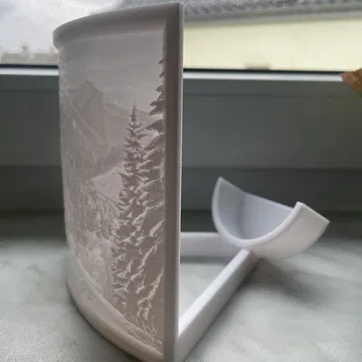 Đèn Lithophane Ngôi Nhà Mùa Đông Giữa Núi Tuyết