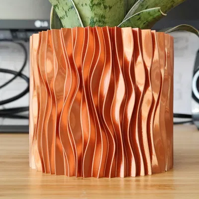 Chậu cây gợn sóng parametric Copper Waves – Plant pot/Planter (vase mode)