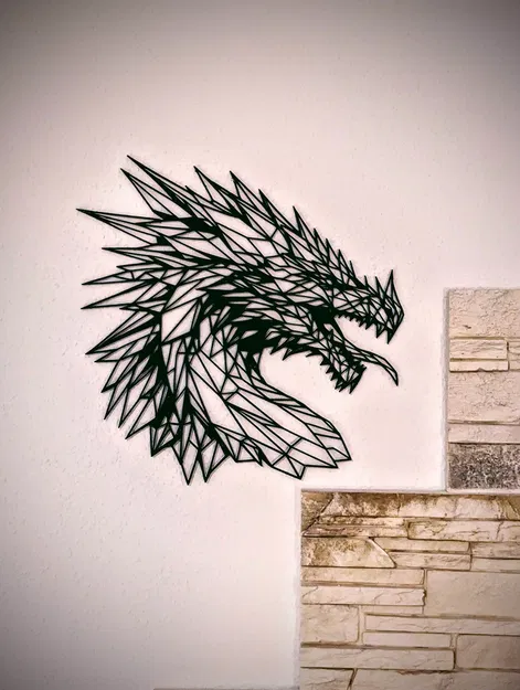 Đầu Rồng Trang Trí Tường - Vật Trang Trí 3D Độc Đáo - Image 1