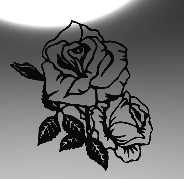 Hoa hồng line art 2D treo tường – rose wall art decor - Image 1