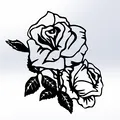 Hoa hồng line art 2D treo tường – rose wall art decor - Thumbnail 2